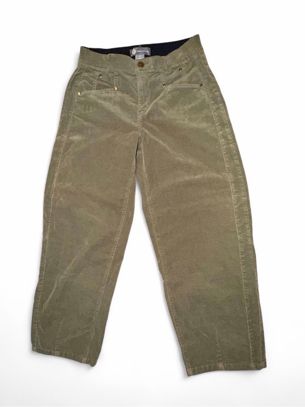 Democracy Corduroy Women’s Barrel Pants with Stretch Waistband - Olive Green 🫒
